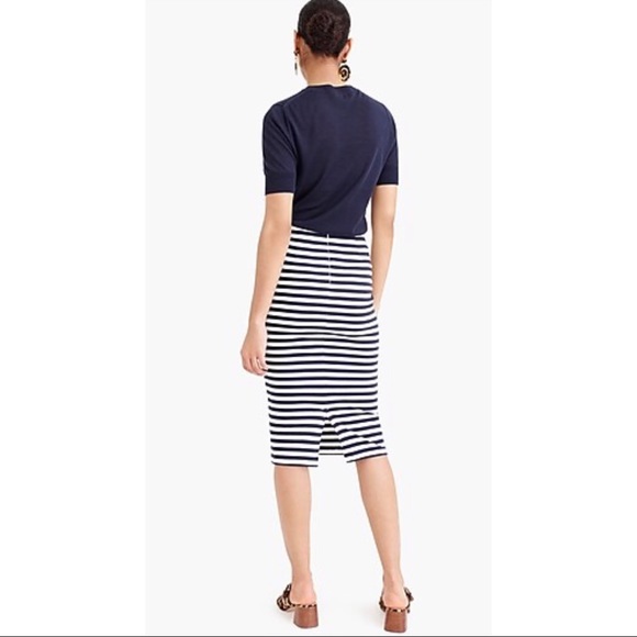 J. Crew No. 2 Pencil Skirt Navy Blue Deck Stripe 0 - Picture 4 of 7